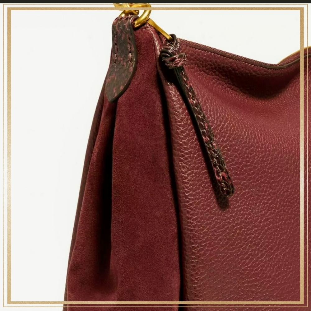 ***SOLD****Coach Shay Shoulder Bag With Snakeskin Detail - Brass/Wine - Picture 4 of 11